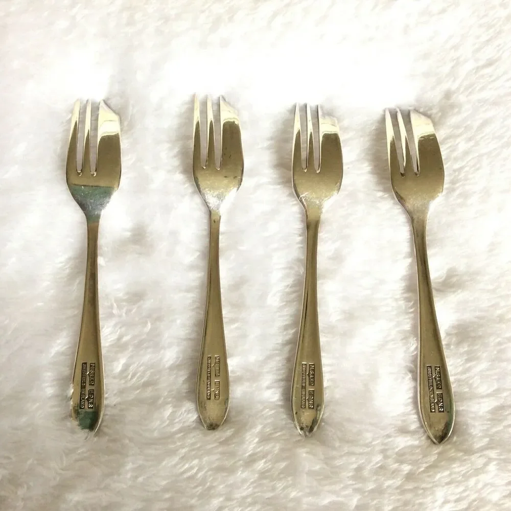 4 pc SET MS MAURICE STABLES SHEFFIELD ENGLAND LOXLEY EPNS SILVER DESSERT FORK